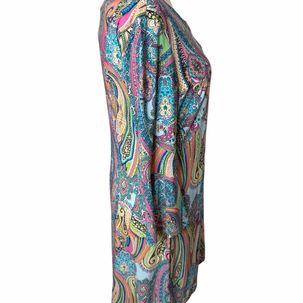 Tommy Hilfiger Fun Colorful Paisley Print Shift Dress Size 14 Stretch Knit - Picture 4 of 10